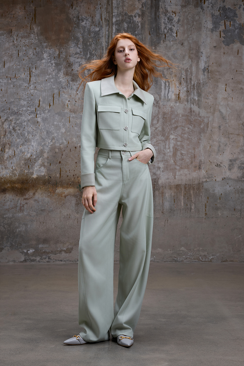 パンツ Atelier Edition : 24FW / Banding Pocket Pants (2colors) HAND PAINTED PANTS / BROWN / アシンメトリーカラーパンツ