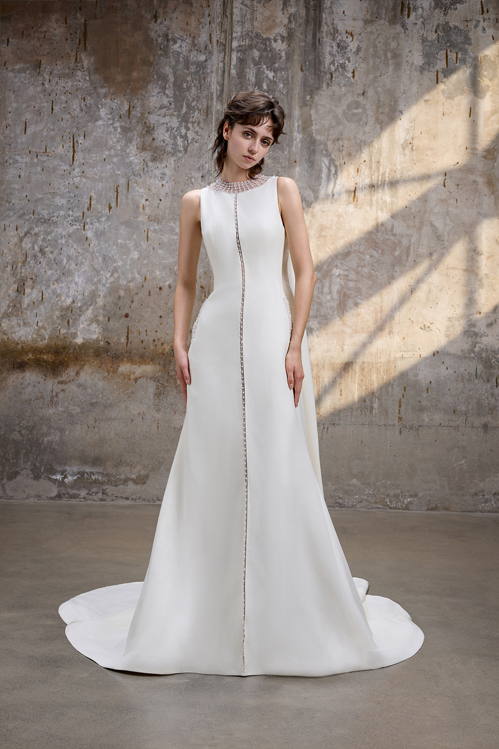 elegant a line wedding dresses Elegant Illusion Long Sleeve High Neck A-Line Wedding Dress With Pearl –  HAREM's Brides