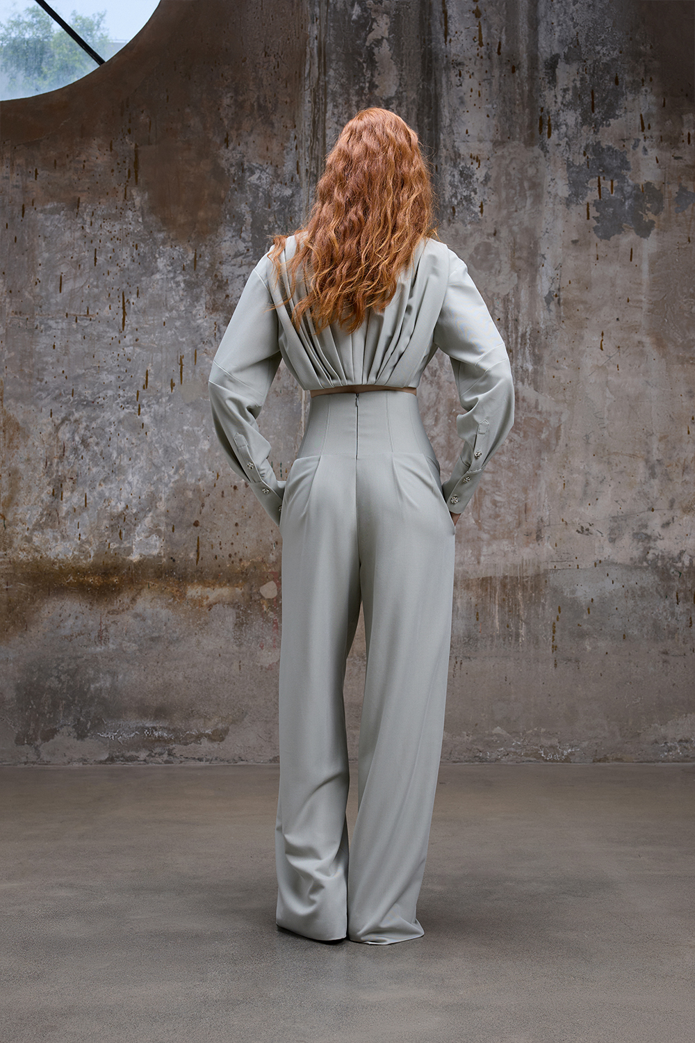 パンツ Atelier Edition : 24FW / Banding Pocket Pants (2colors) HAND PAINTED PANTS / BROWN / アシンメトリーカラーパンツ